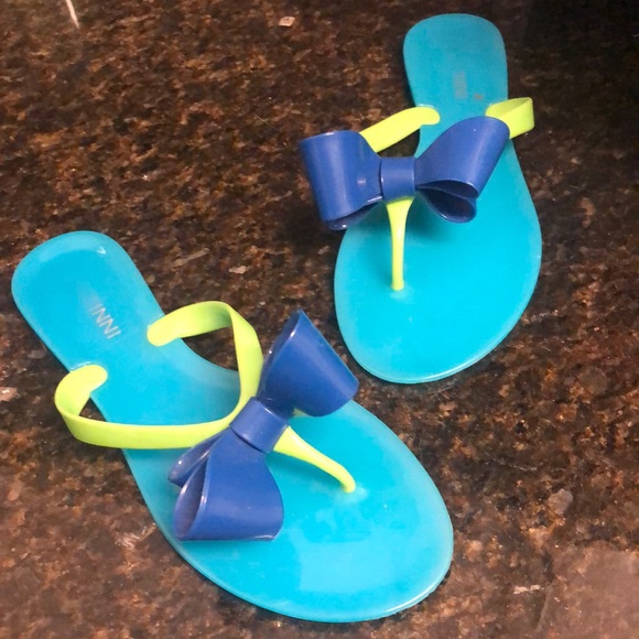 FUN blue navy jelly beach sandal flip flop size 7 - Picture 6 of 6